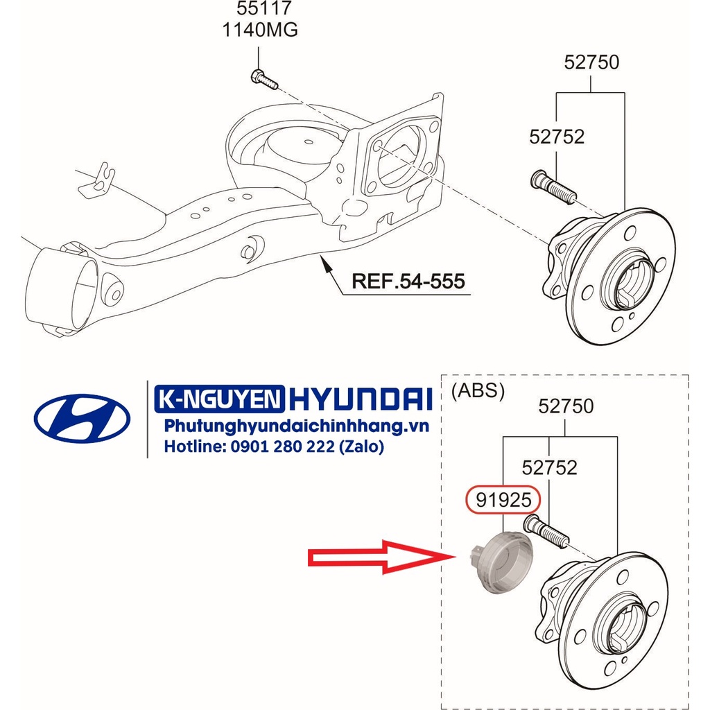 Nắp cảm biến ABS bánh sau xe Hyundai Grand i10, Hyundai Getz, Kia Morning - Mã số 527511G101FFF 919251G000
