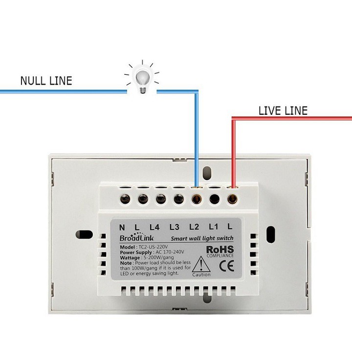 Công tắc cảm ứng BROADLINK TC2 WH/2-Gang, Công tắc điều khiển từ xa Broadlink TC2 2 Nút (chuẩn UK)