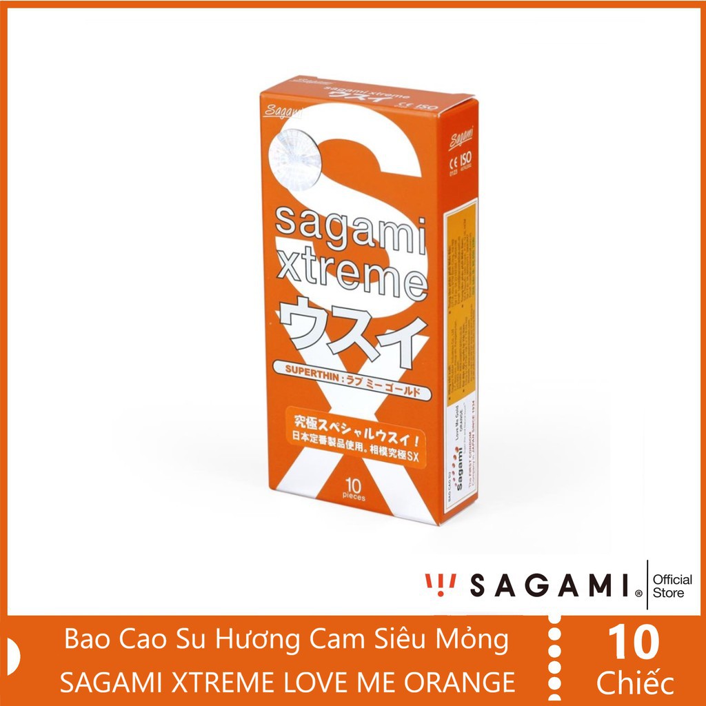 Bao Cao Su Siêu mỏng ôm sát cao cấp 10 chiếc Sagami Xtreme Orange - Nhật Bản