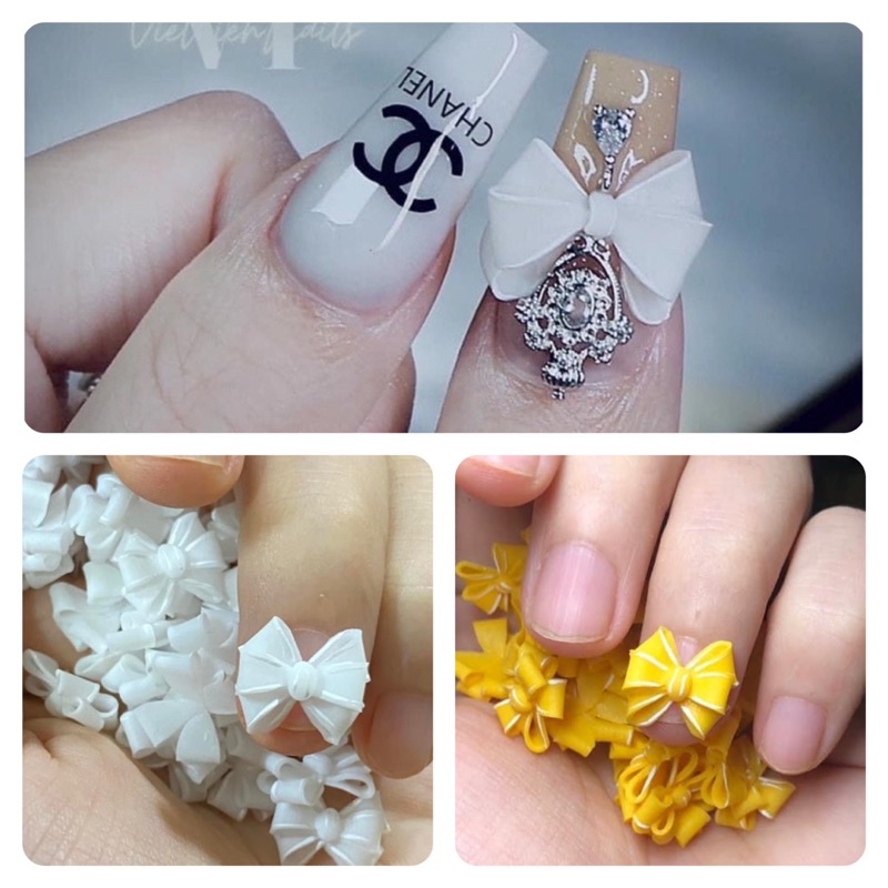 Nơ Bột Nail- Nơ Kẻ Viền