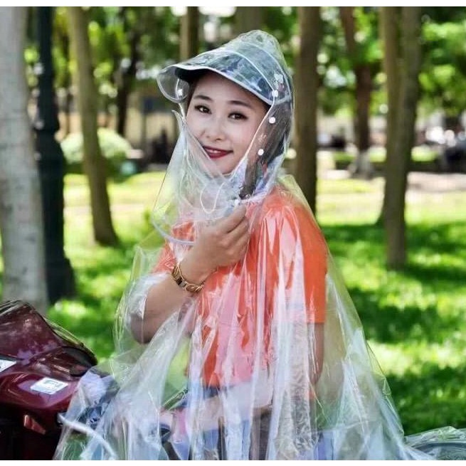 Áo Mưa Trong Suốt Có Khẩu Trang