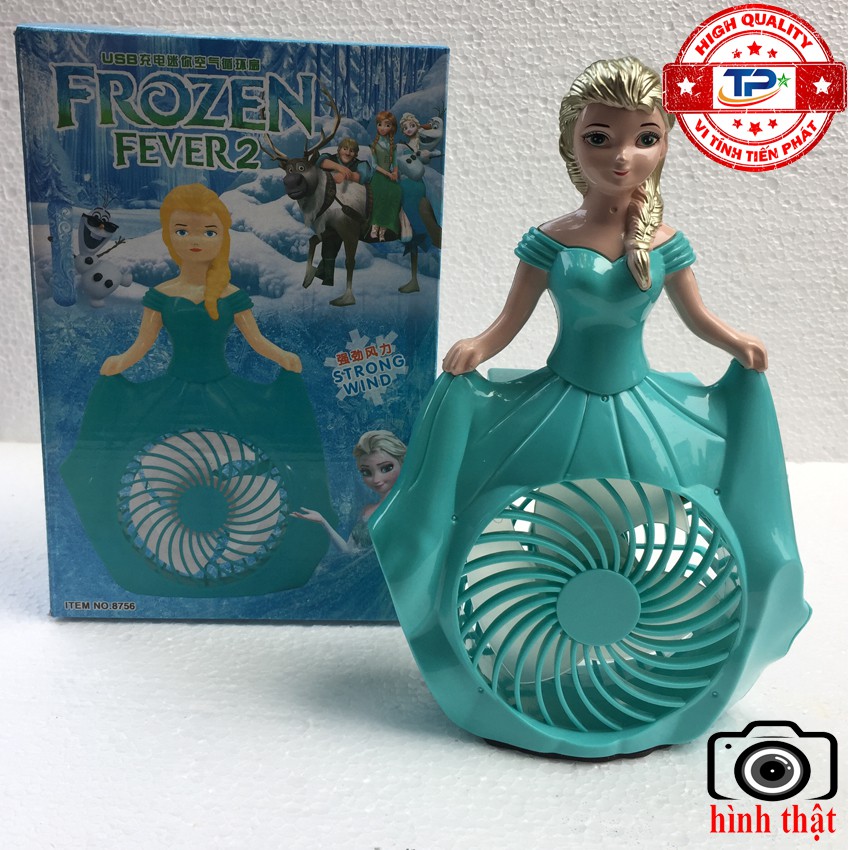 Quạt sạc tích điện mini hình Frozen Fever 2 thiết kế cute xinh xắn dễ thương luồng gió mạnh chạy êm, mát, rất tiện lợi