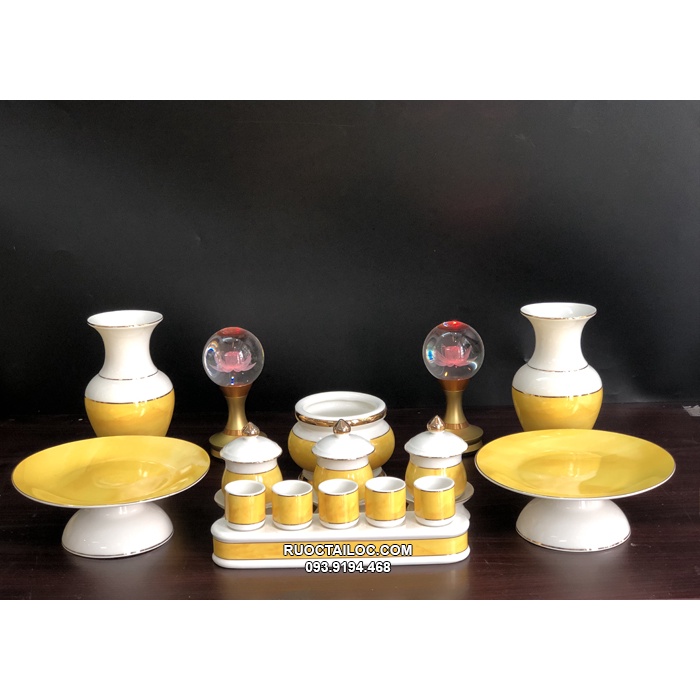 Bộ 3-5 chung nước Vân Vàng thờ cúng Phật Và Gia Tiên