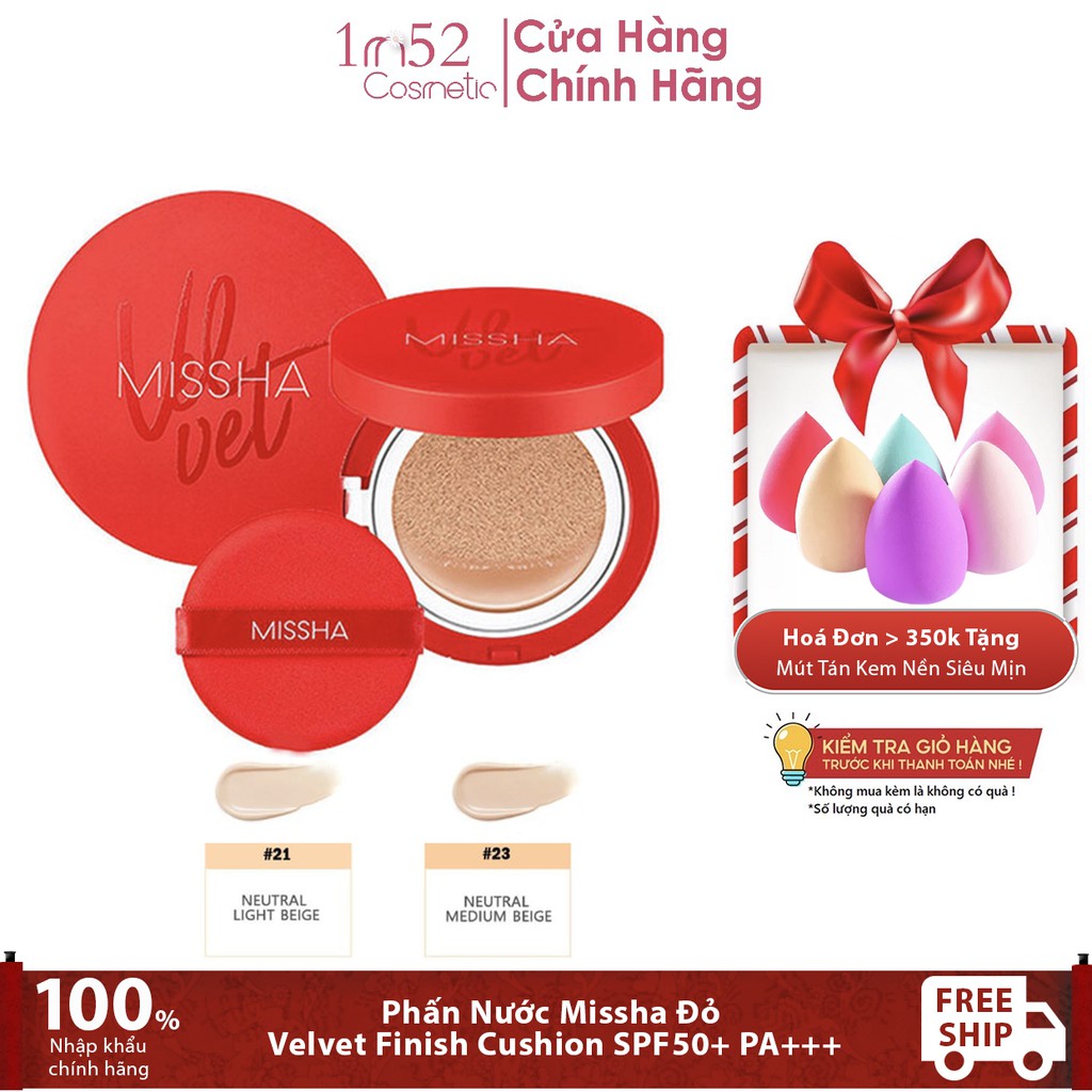 Phấn Nước Missha Đỏ Velvet Finish Cushion SPF50+ PA+++ 15g | BigBuy360 - bigbuy360.vn