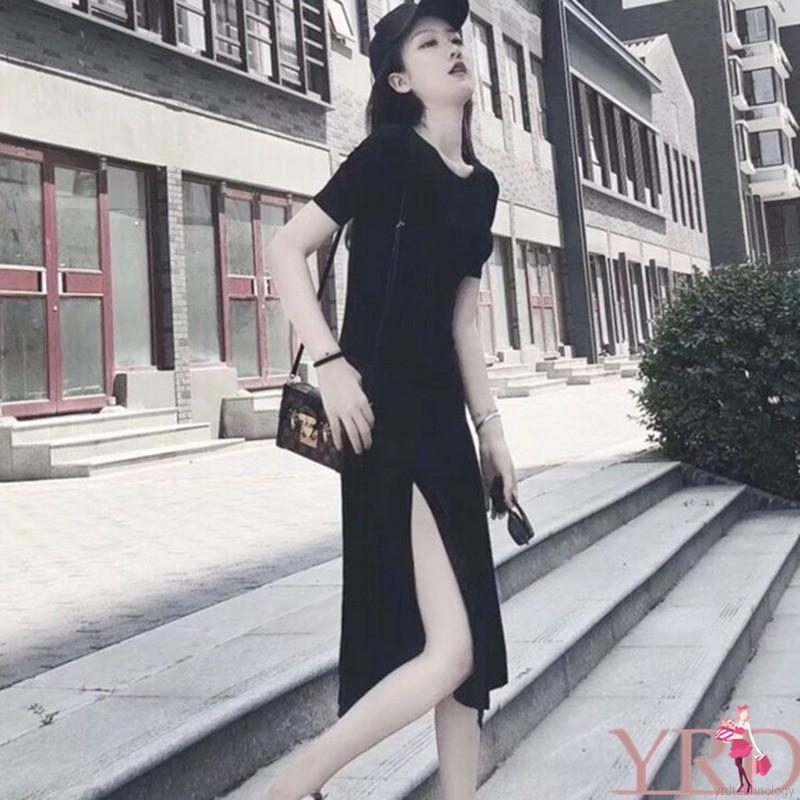 Đầm bút chì lưng cao xẻ tà phong cách vintage quyến rũ