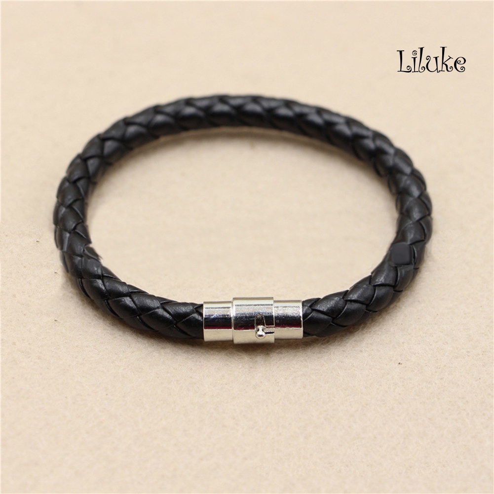 Vòng Tay Dây Bện Giả Da Màu Trơn Trang Trí Khóa Nam Châm Thời Trang Cho Nữ