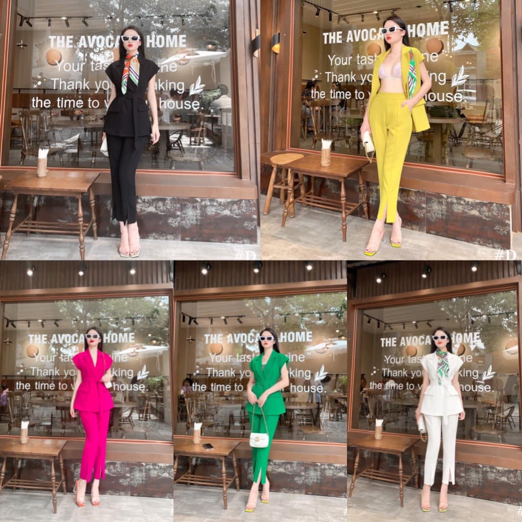 Sét vest kèm khăn lụa