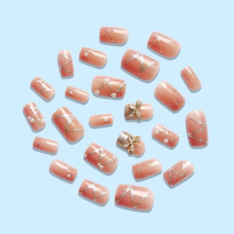 Set 24 móng giả D487 đính đá cao cấp ( Tặng kèm keo và dũa )