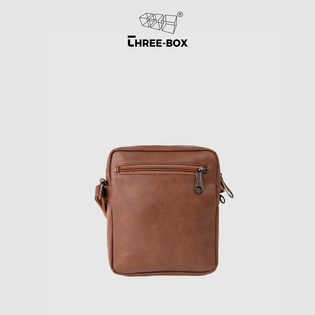 Túi đeo chéo da unisex THREE-BOX dáng dọc, vừa IPad mini - Crossbody MS6338