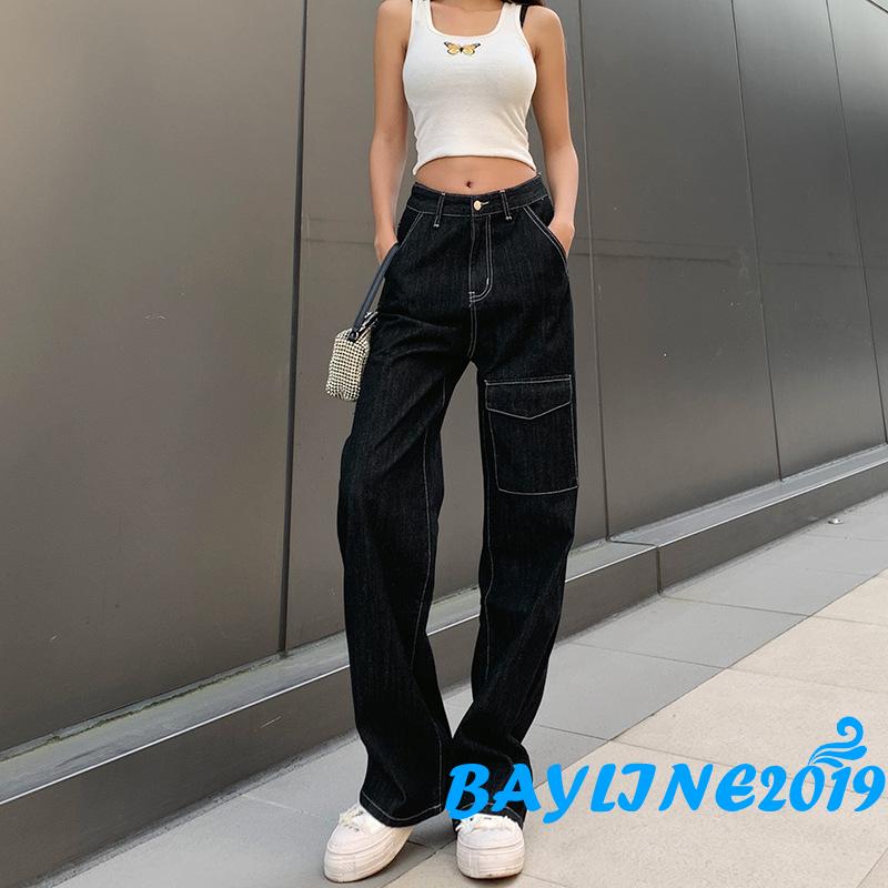 Quần Jeans Dài Ống Rộng Thời Trang Dành Cho Nữ