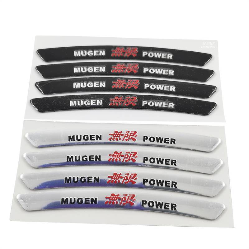 4 x Nhôm MUGEN POWER Chữ Logo Ô Tô Tự Động Bánh Xe Lốp Trang Trí Biểu Tượng Huy Hiệu Miếng Dán Decal
