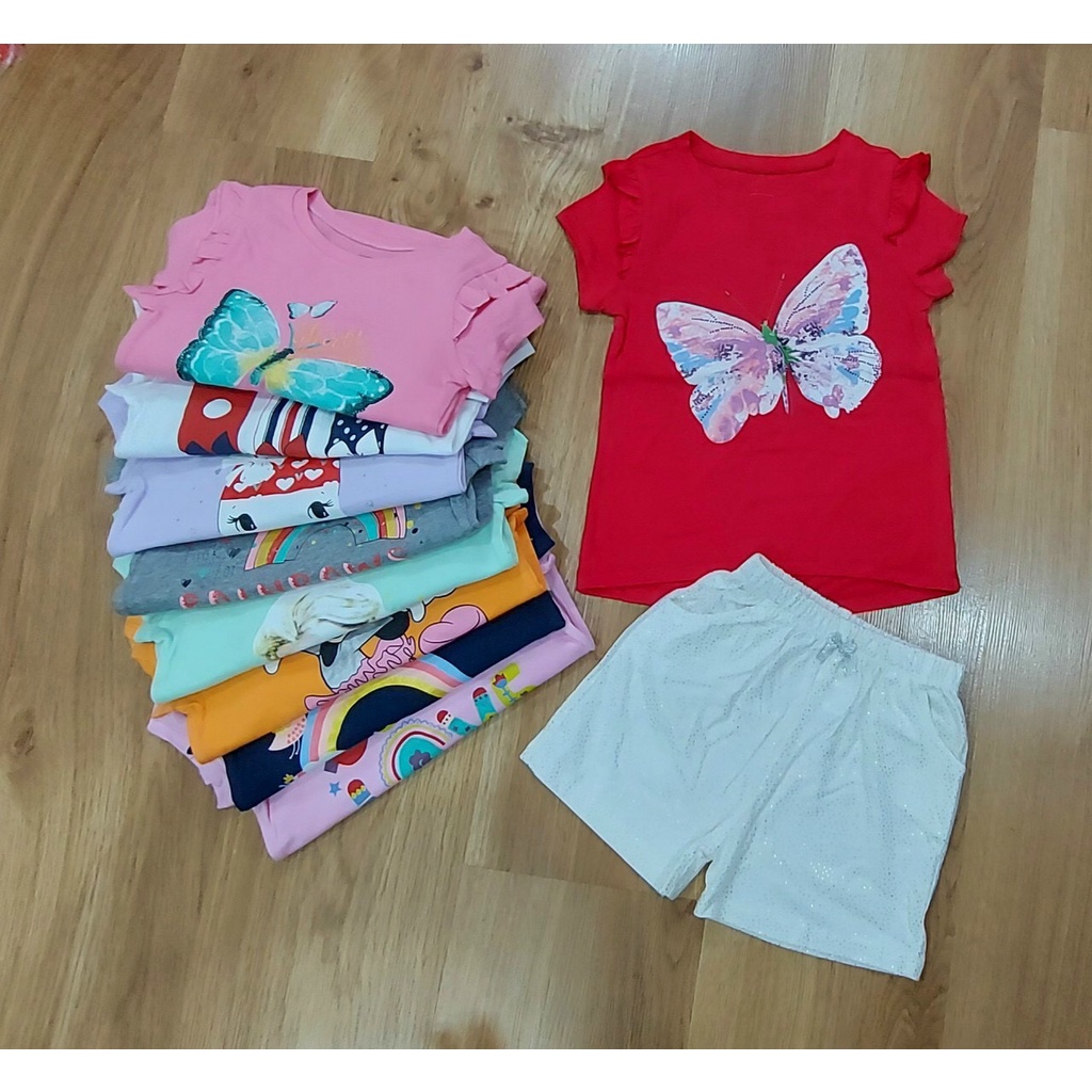 Đồ bộ ngắn tay viền bèo GAP bé gái 1-5T nhí