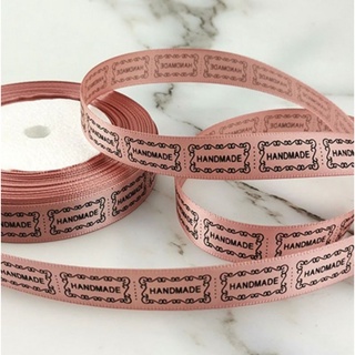Ruy băng satin lụa 1,5 cm có chữ"handmade"(giá lẻ 1m)