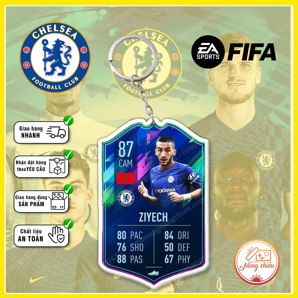 Móc khóa thẻ CLB bóng đa Chelsea - Thiết kế với mọi cầu thủ