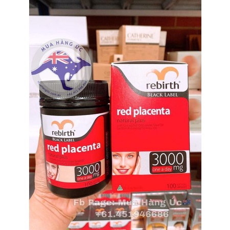 Nhau thai cừu đỏ Rebirth Red Placenta 3000mg 100 viên