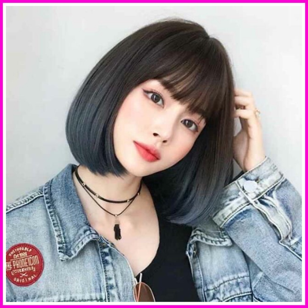 Tóc giả nữ đẹp nguyên đầu vic omber xanh đang ngắn xu hướng mới 8078