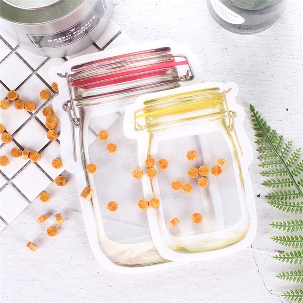 FUTURE 5PCS New Storage Bag Smell-proof PE Plastic Mason Jar Stand Up Zip Lock Reusable Food Zipper Pouch