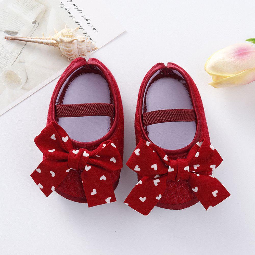 Giày Vải Mềm Đính Nơ In Họa Tiết Xinh Xắn Cho Bé Gái