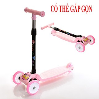 Xe Scooter cho bé, xe trượt Scooter 3 bánh to phát sáng vĩnh cửu gấp gọn chịu lực
