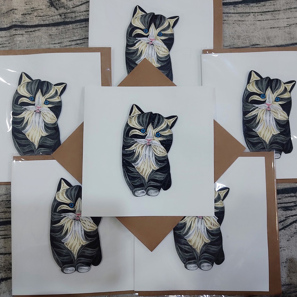 Thiệp Quilling Card giấy xoắn Handmade quà tặng lưu niệm hình ảnh động vật  kích thước 15x15cm
