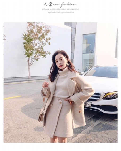 Set Áo dạ + chân váy hàng Quảng Châu cao cấp