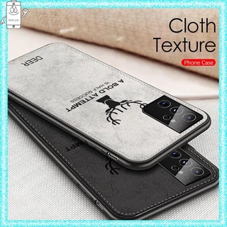Samsung Galaxy S21 Plus + S21 Ultra Ốp điện thoại bằng vải silicone chống sốc họa tiết hình hươu cho