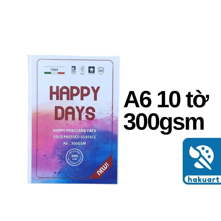 Giấy Vẽ Màu Nước HAPPY 300gsm (vân nổi Cold) - Họa Cụ Hakuart