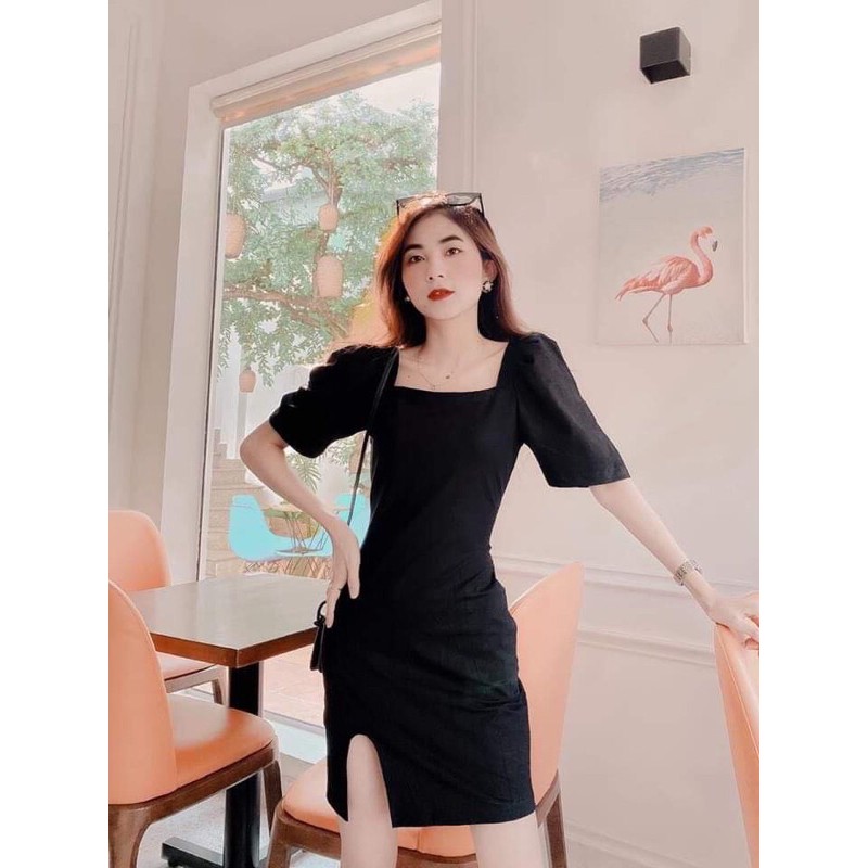 Váy khuyết gối tay phồng NT12 | BigBuy360 - bigbuy360.vn