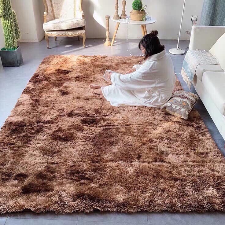 Thảm lông loang trải sàn trang trí phòng khách decor phòng ngủ