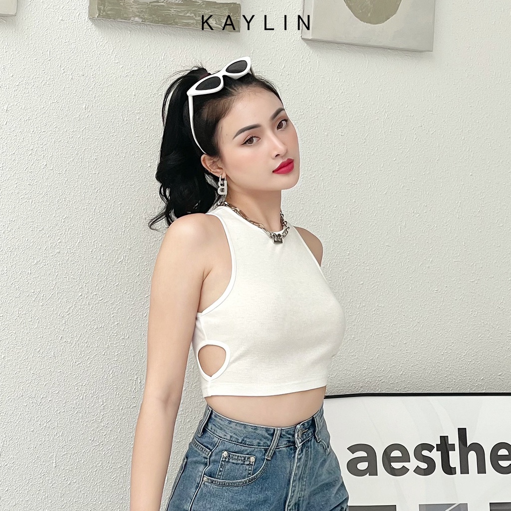 Áo thun ba lỗ nữ style croptop khoét eo phong cách cho nàng cá tính KAYLIN - N1702
