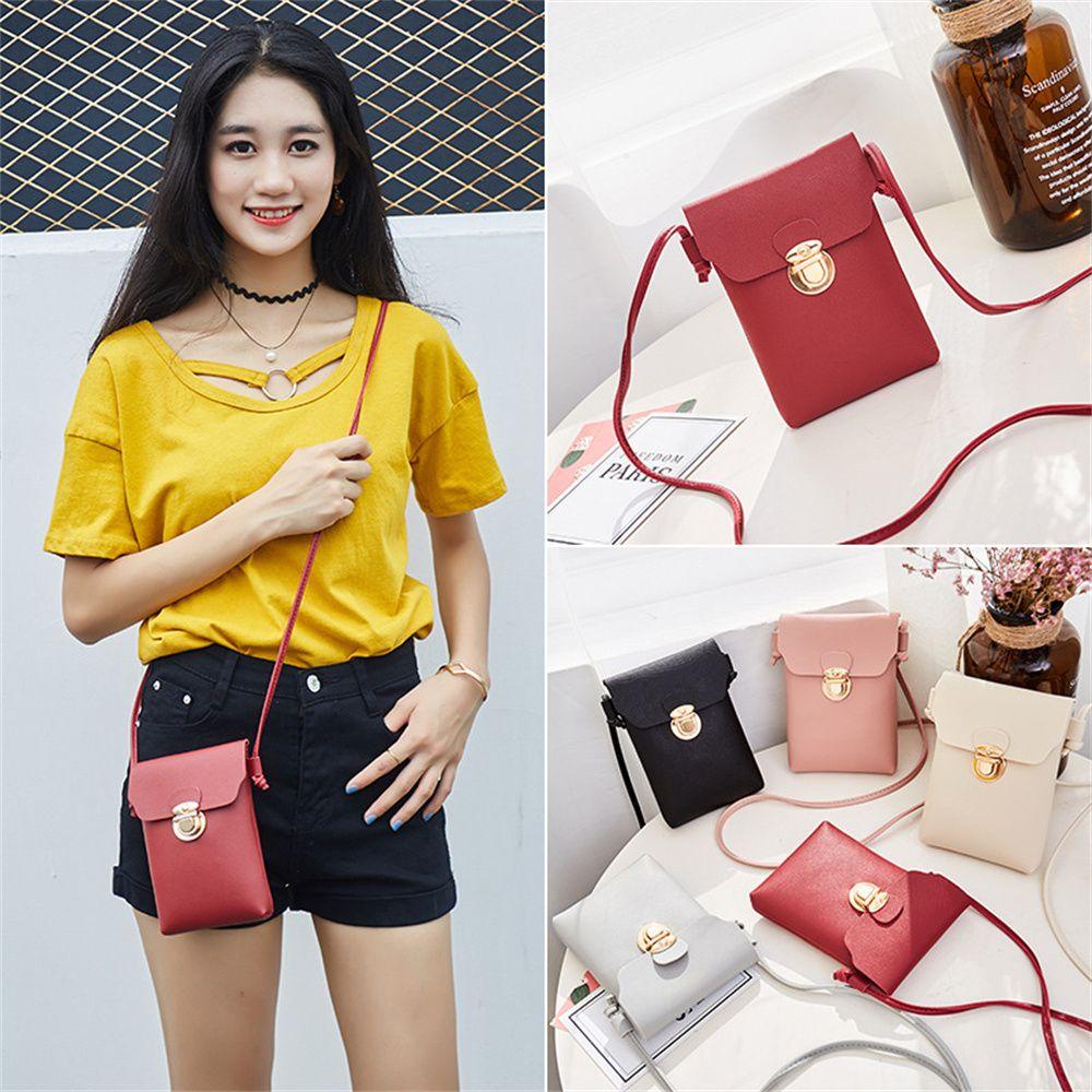 KENT1 Túi Đeo Chéo Mini Bằng Da PU Màu Trơn Thời Trang Cho Nữ Ốp