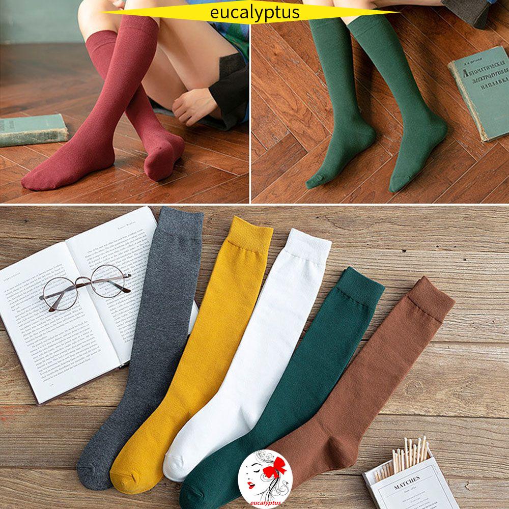 Vớ Cotton Cao Qua Gối Nhiều Màu Sắc Co Giãn Thời Trang Mùa Thu Dành Cho Nữ