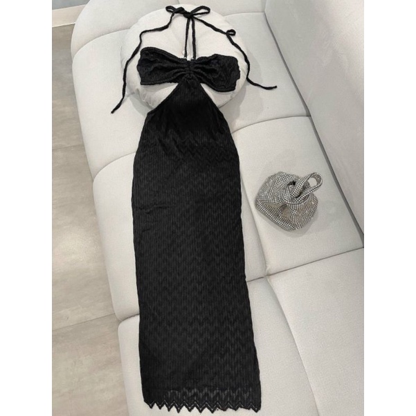 Đầm body 2 dây đen thiết kế khoét eo bozip kèm mút ngực tôn dáng sexy alohashop91