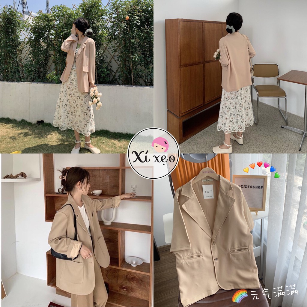 Áo blazer vest nữ, áo khoác màu trơn phong cách ulzzang xixeoshop
