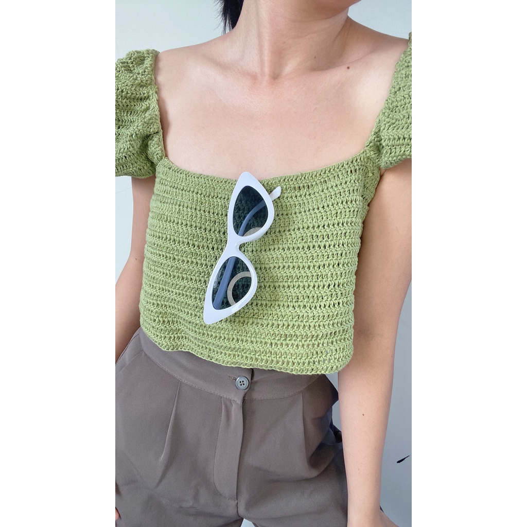 Áo Croptop Len handmade - Áo len do shop tự đan móc và thiết kế