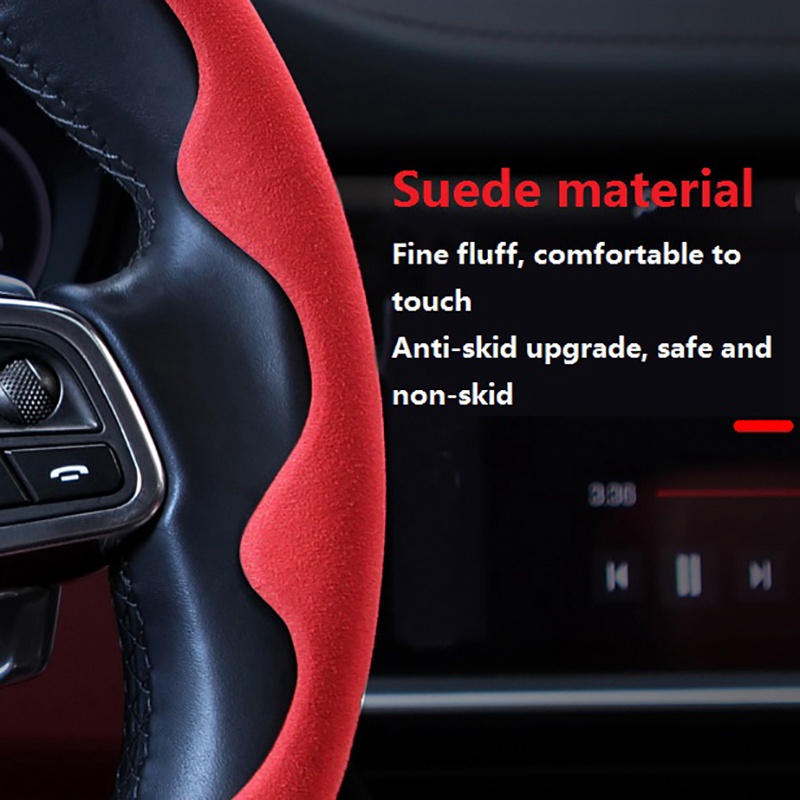 Bộ 2 Vỏ Bọc Vô Lăng Xe Hơi Benz Jeep Dodge Etc Bằng Da Lộn Chống Trượt