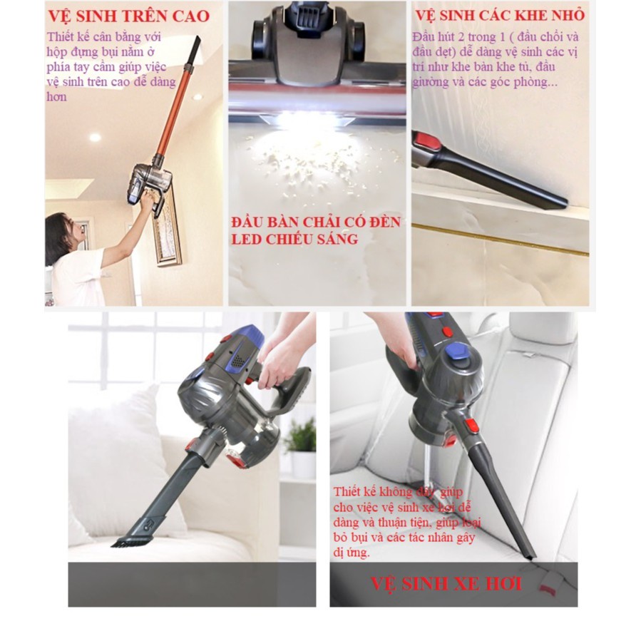 Máy hút bụi cầm tay không dây ZEK-K7  hút bụi gia đình, giường, đệm, sofa, xe hơi lực hút mạnh
