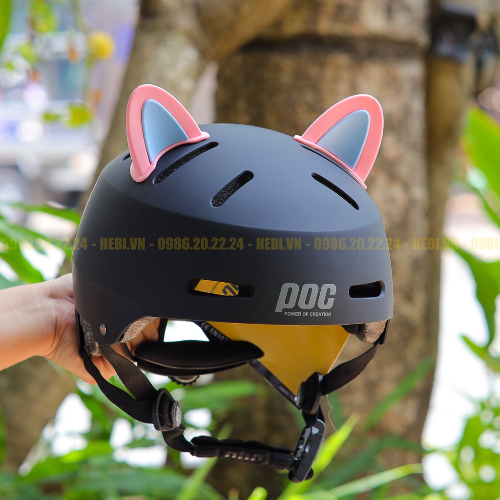 Tai Mèo  Gắn Mũ Bảo Hiểm Dễ Thương Nhiều Màu