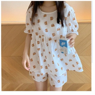 Bộ babydoll mặc nhà hình gấu dễ thương, bộ mặc nhà , đồ ngủ nữ