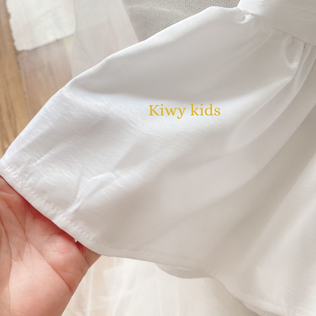 Váy lụa bé gái KIWY KIDS dáng đuôi cá đính nơ sang chảnh Kidsh2101 cho bé từ 1 đến 11 tuổi