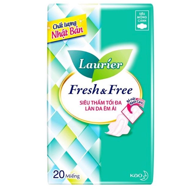 Băng vệ sinh Laurier Siêu mỏng có cánh 20 miếng/ bịch