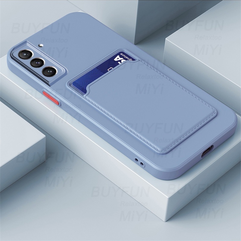 Samsung Galaxy S22 Ultra S 22 S22Ultra S22+ 5G S 22Ultra Case Card Slot Holder Square Soft Silicone Shockproof Coque