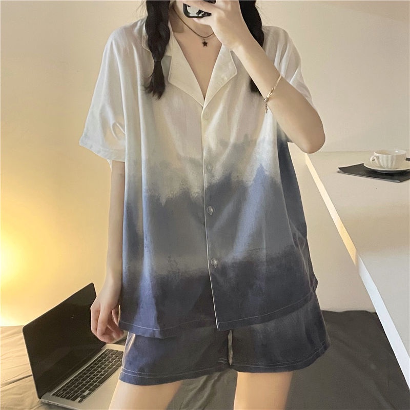 Bộ Đồ Ngủ Tay Ngắn Chất Liệu Cotton Nhẹ Thời Trang Mùa Hè Cho Nữ