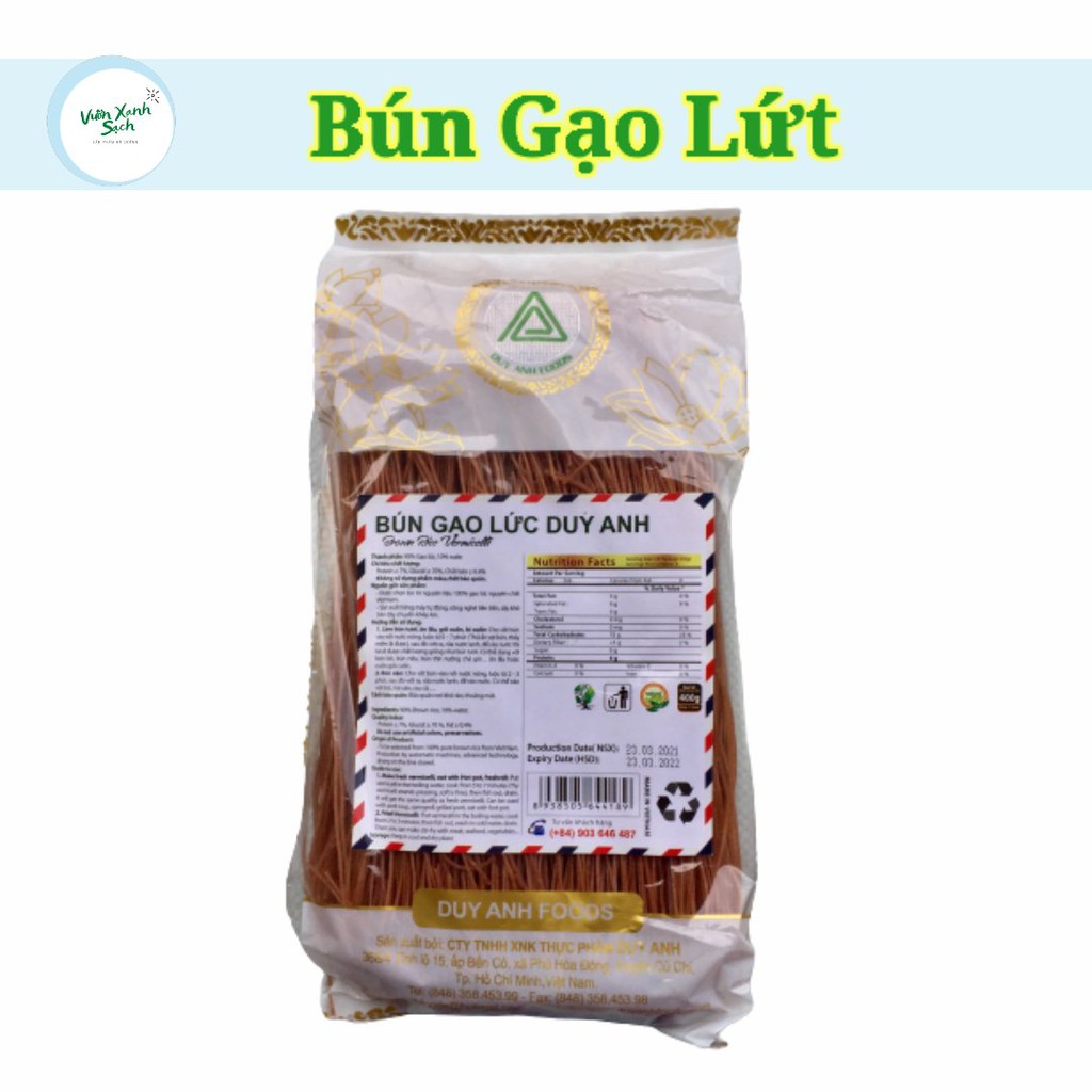 Bún gạo lứt🥙Duy Anh🥙Khối lượng 400G/Hàng Việt Nam /Xuất Khẩu/Hàng Việt Nam chất lượng cao/Thực dưỡng ăn kiêng/Giảm cân