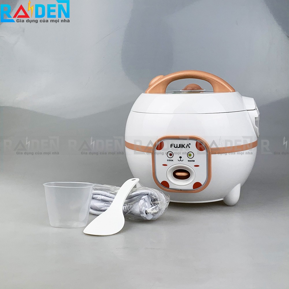 Nồi cơm điện mini 0.8L Fujika FJ-NC0608 có xửng hấp thích hợp cho sinh viên, gia đình 2 người | BigBuy360 - bigbuy360.vn