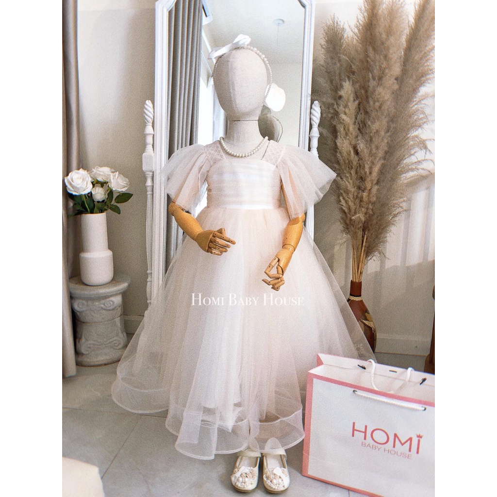 Đầm công chúa HOMI BABY HOUSE váy bé gái công chúa Lisa màu hồng nude