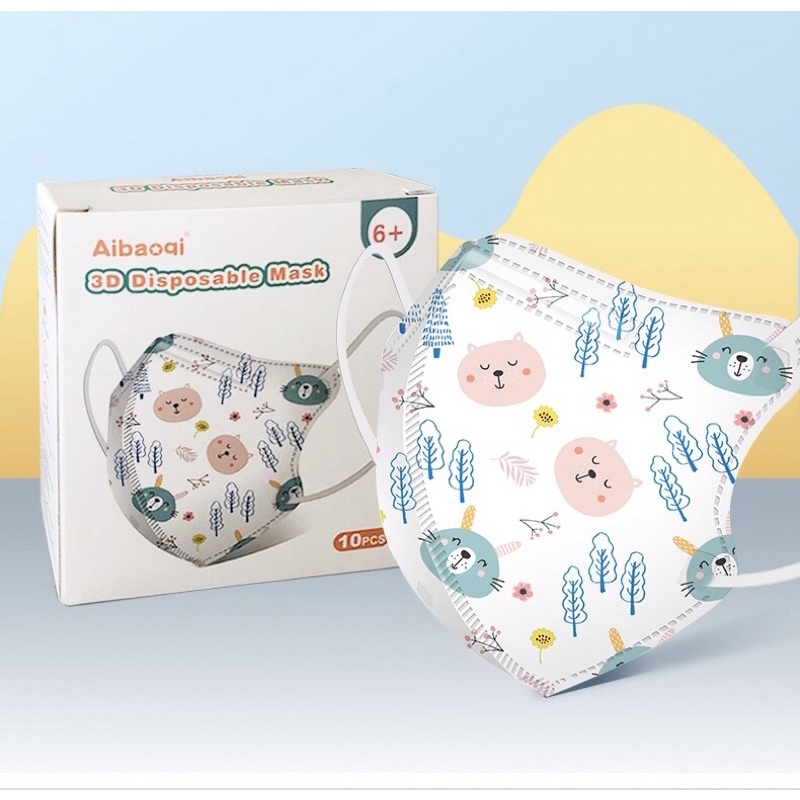Set 10 Khẩu trang KN 95 nhiều màu cute cho bé từ 4-10 tuổi