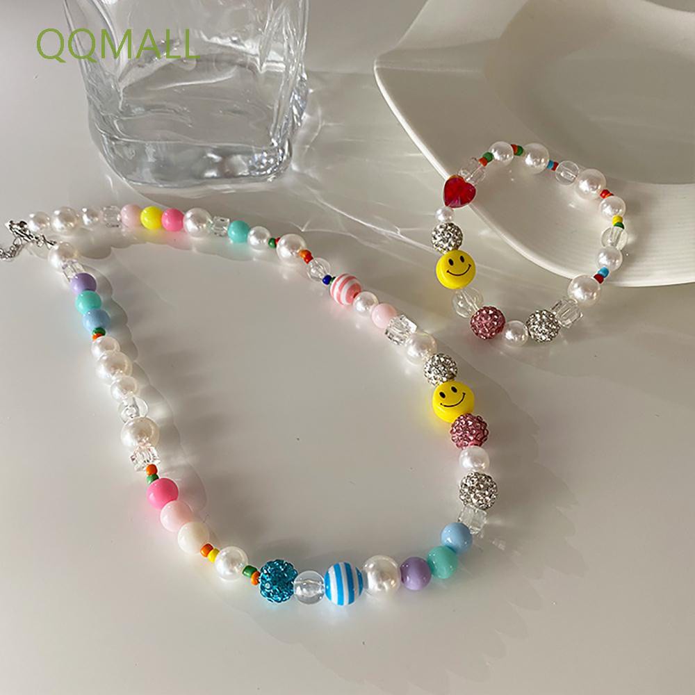 vòng cổ Choker Mặt Hình Mặt Cười Đính Ngọc Trai Nhiều Màu Thời Trang Cho Nữ