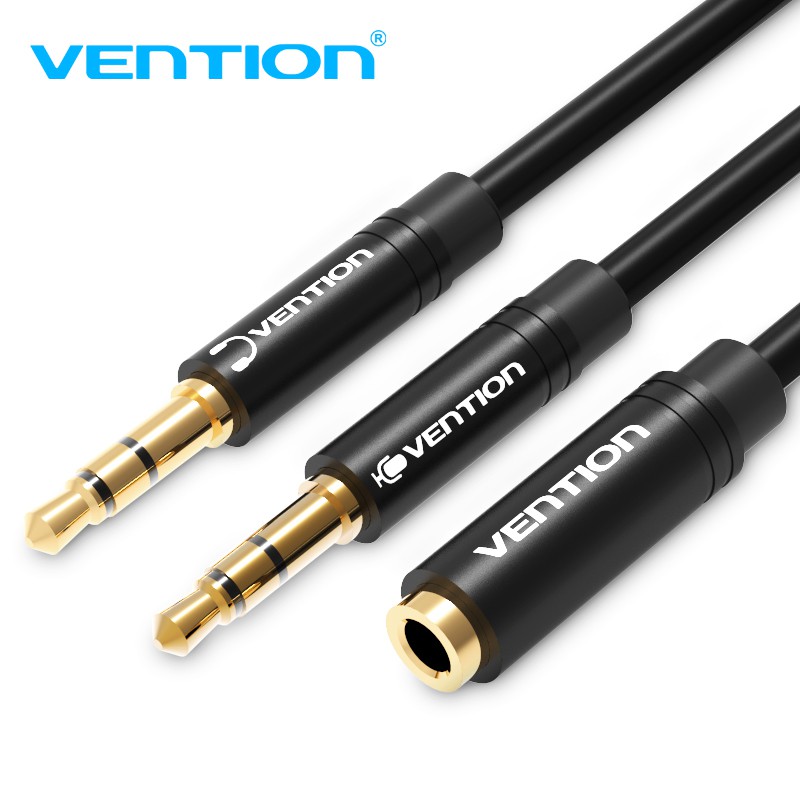 Dây cáp âm thanh VENTION chuyển đổi từ một lỗ cắm sang 2 đầu cắm 3.5mm