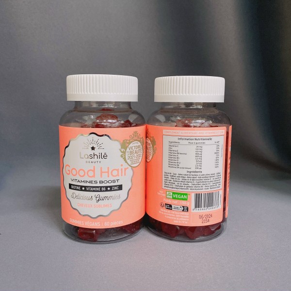 ( Tóc dài 2cm sau 1 hộp) Viên mọc tóc và móng Lashile Beauty Good Hair Vitamins Boost 60 Gummies dạng kẹo